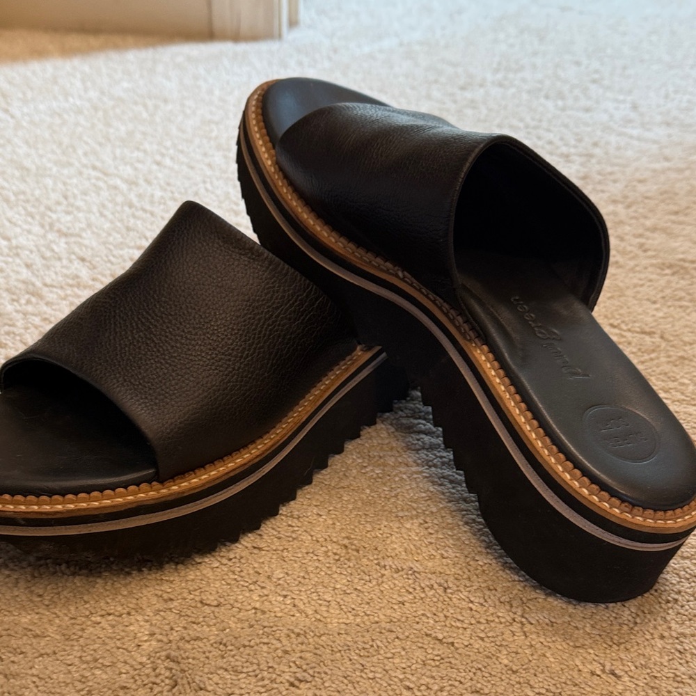 Paul Green Black Platform Slides